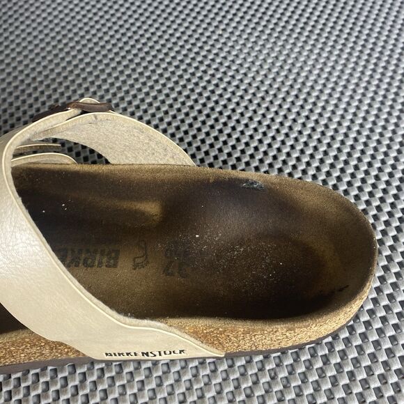 Birkenstock Mayari Adult Sandals 37 L6 M4 Cream Leather Buckle Made In Germany - Picture 12 of 13